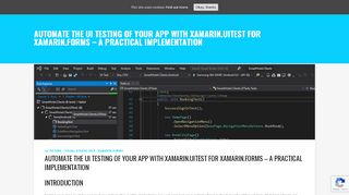 
                            4. Automate the UI testing of your app with Xamarin.UITest for ...