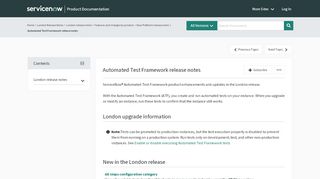 
                            7. Automated Test Framework release notes | ServiceNow Docs