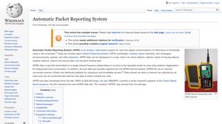 
                            6. Automatic Packet Reporting System - Wikipedia