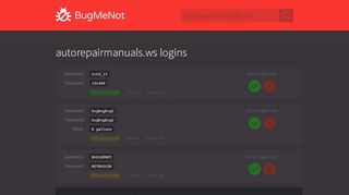 
                            5. autorepairmanuals.ws passwords - BugMeNot