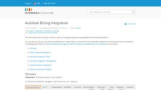 
                            6. Autotask Billing Integration - Intermedia Partner FAQ