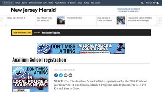 
                            2. Auxilium School registration - New Jersey Herald -