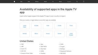 
                            2. Availability of supported apps in the Apple TV app - Apple ...