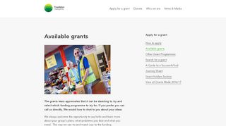 
                            1. Available grants - Foundation Derbyshire
