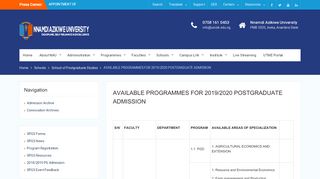 
                            9. available programmes for 2019/2020 postgraduate admission