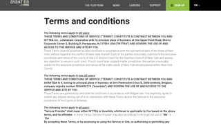 
                            8. Avantida - Terms and conditions