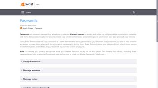 
                            8. Avast Antivirus: Passwords