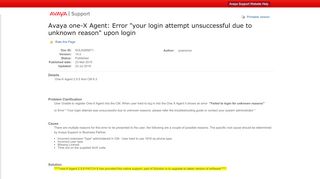 
                            2. Avaya one-X Agent: Error 