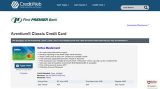 
                            2. Aventium Classic Credit Card - Credit Card Details