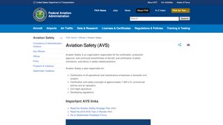 
                            1. Aviation Safety (AVS) - FAA