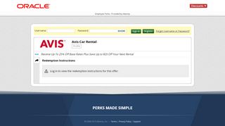 
                            4. Avis Car Rental Offer - Oracle Perks & Discounts