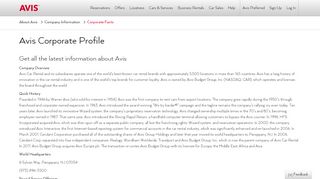 
                            7. Avis Corporate Profile | Avis Rent a Car