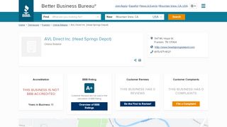 
                            4. AVL Direct Inc. (Head Springs Depot) - Better Business Bureau