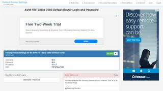 
                            4. AVM FRITZ!Box 7580 Default Router Login and Password