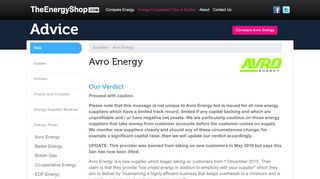 
                            8. Avro Energy Supplier review | TheEnergyShop.com