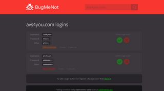 
                            6. avs4you.com passwords - BugMeNot