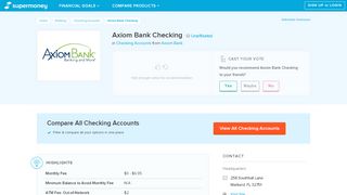 
                            7. Axiom Bank Checking Reviews (Aug. 2019) | Checking ...