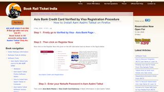 
                            7. Axis Bank Credit Card Verified by Visa Registration Procedure