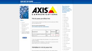 
                            7. Axis - Liste de mots de passe par défaut (paramètres d'usine)