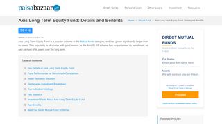 
                            4. Axis Long Term Equity Fund - Tax Saver Fund, Axis Bank ...