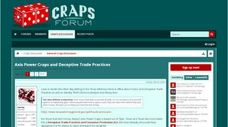 
                            9. Axis Power Craps and Deceptive Trade Practices | Craps Forum