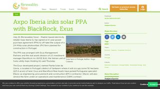 
                            7. Axpo Iberia inks solar PPA with BlackRock, Exus