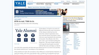 
                            5. AYA is out. YAA is in. | Light & Verity | Yale Alumni Magazine
