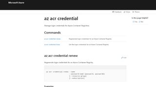 
                            7. az acr credential | Microsoft Docs