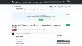 
                            8. `az acr login` does not work with `--subscription` argument · Issue ...