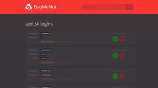 
                            9. azet.sk passwords - BugMeNot