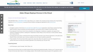 
                            8. Aztec Shops Deploys Kronos in the Cloud | Business Wire