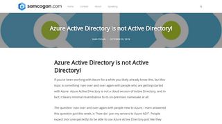 
                            7. Azure Active Directory is not Active Directory! - Sam Cogan
