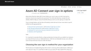 
                            4. Azure AD Connect: User sign-in | Microsoft Docs