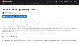 
                            2. Azure AD Javascript Getting Started | Microsoft Azure