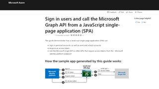 
                            1. Azure AD v2.0 JavaScript single-page application (SPA) guided setup ...