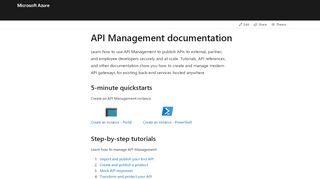 
                            4. Azure API Management documentation - Tutorials, API Reference ...