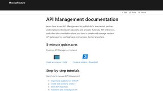 
                            1. Azure API Management documentation - Tutorials, API Reference ...