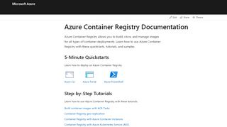 
                            4. Azure Container Registry Documentation - Tutorials | Microsoft Docs