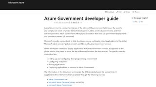 
                            5. Azure Government developer guide | Microsoft Docs