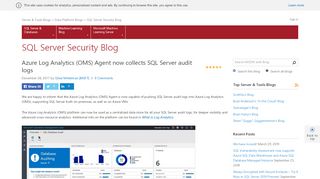 
                            8. Azure Log Analytics (OMS) Agent now collects SQL …