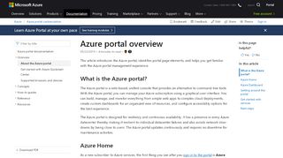 
                            5. Azure portal overview | Microsoft Docs