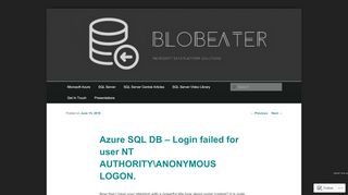 
                            8. Azure SQL DB – Login failed for user NT AUTHORITY\ANONYMOUS ...