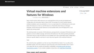 
                            2. Azure VM extensions and features for Windows | Microsoft Docs