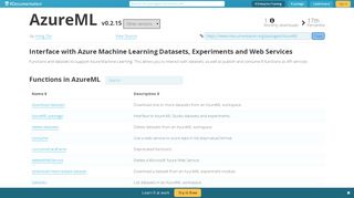 
                            8. AzureML package | R Documentation