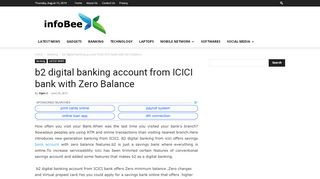 
                            10. b2 digital banking account from ICICI bank with Zero Balance