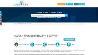 
                            6. BABAJI SNACKS PRIVATE LIMITED - zaubacorp.com