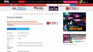 
                            5. Bachelor of Engineering (Petroleum) - UTM School of Professional ...