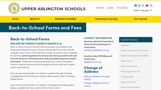 
                            7. Back-to-School Forms and Fees - Upper Arlington Schools