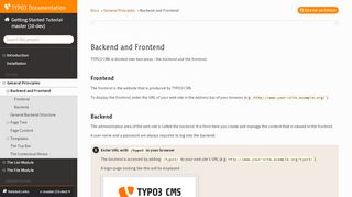 
                            9. Backend and Frontend - TYPO3 Documentation