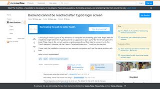 
                            4. Backend cannot be reached after Typo3 login screen - Stack Overflow